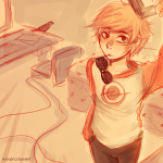  2012 animals bed computer crows dave_strider freckles fullres ikimaru no_glasses red_baseball_tee solo 