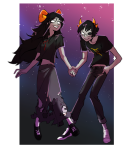  2019 2spooky aradia_megido dead_aradia fullres half_ghost holding_hands night shipping sollux_captor stars starter_outfit willingthium 