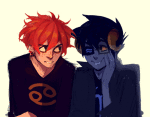  2014 animated aspect_symbol au breath_aspect casual communism eyepatch fashion freckles fullres headshot heart humanized john_egbert karkat_vantas redrom shipping speciesswap timsel-kun trollified 