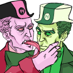 2012 au felt fullres headshot humanized licking multiple_personas quarters starter_outfit tricotee