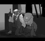 2014 beetleneedle blood doze felt formal fullres grayscale gun sitting stitch