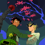 2024 arms_crossed brain_ghost_dirk dirk_strider fullres jaggy_lines jake_english low_angle repliiku skulltop starter_outfit text trees