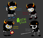 2022 beta_kids charliesinfern0 claw_hammer dave_strider fullres jade_harley jaggy_lines john_egbert katana knitting_needles lunchtop rose_lalonde sburb_logo text trollified