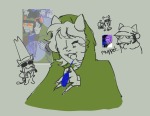  2025 agiledreamer art_dump blush fanontinuum fullres hat headshot homestuck:_beyond_canon image_manipulation lineart multiple_personas nepeta_leijon no_hat sketch smuppets text western 