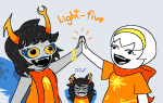  2026 animated aranea_serket dancestors emoticon frigiddoctoratus fullres godtier high_five jaggy_lines light_aspect punstuck rose_lalonde scribble_mode seer serkets sylph text thief vriska_serket 