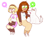  becquerel cats guns_and_roses heart holding_hands jade_harley redrom rose_lalonde shipping starter_outfit thiefoflife word_balloon 