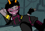  2023 body_modification candy_timeline homestuck^2 little_miss_condescension_suit meenah_peixes panel_redraw ring_of_life seaverity sitting 