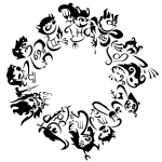  2011 action_claws ahab&#039;s_crosshairs alternians aradia_megido chainsaw deuce_clubs dragon_cane equius_zahhak eridan_ampora feferi_peixes fluorite_octet fullres gamzee_makara grayscale jousting_lance kanaya_maryam karkat_vantas kwartzkitten monochrome nepeta_leijon psidon&#039;s_entente sickle sollux_captor tavros_nitram terezi_pyrope vriska_serket zodiac_symbol 