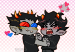  2024 blush chibi fullres heart holding_hands karkat_vantas ketchup_and_mustard onlysushicat redrom shipping sollux_captor starter_outfit 