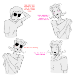  2024 alternate_hair blush comic dave_strider fullres grayscale heart highlight_color jaggy_lines meme obscenicon roxy_lalonde rule63 text transtuck 