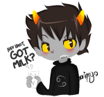  2011 beverage blush fullres jaggy_lines karkat_vantas milk rinny solo starter_outfit text 