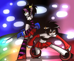  2011 ahab's_crosshairs alternate_hair crossdressing crossover eridan_ampora fashion fullres karkat_vantas march_eridan panty_and_stocking pride sickle 