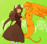  cawoof davesprite dogtier flarefyre godtier holding_hands jade_harley shipping sprite witch 