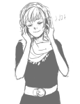  cheese3d freckles grayscale headphones music_note rose_lalonde solo 