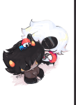2025 chibi dave_strider fullres high_angle karkat_vantas red_baseball_tee red_knight_district redrom shipping sitting starter_outfit styling_hair teacookiesandpeace