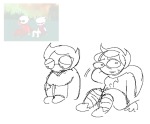  2026 candy_timeline chickdinners dave_strider dirk_strider fullres godtier grayscale heart_aspect homestuck:_beyond_canon image_manipulation jaggy_lines jane_crocker knight life_aspect maid monochrome prince sitting starter_outfit sweat tavros_crocker time_aspect 