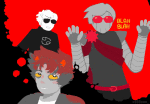  2026 animated aspect_symbol blackrom blush dave_strider davebot fullres homestuck:_beyond_canon jaggy_lines karkat_vantas meat_timeline red_knight_district redrom selfcest shipping spare_time starter_outfit text thought_balloon time_aspect v888vvv 