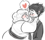  2016 blush chubstuck facial_hair fullres grayscale heart highlight_color humanized jack_noir lineart ms_paint no_hat profile redrom shipping spades_slick toonysart word_balloon 