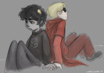  back_to_back dave_strider godtier holding_hands karkat_vantas knight red_knight_district redrom shipping wattleseeds 