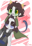  2011 blush carrying diamond equius_zahhak fullres meowrails nepeta_leijon no_hat palerom rinny shipping sitting starter_outfit text 