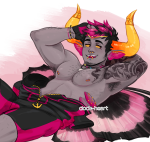  2019 bloodswap body_hair body_modification broken_source clock-heart dancestors fashion fullres gills grubscars jewelry lying no_shirt rufioh_nitram solo 