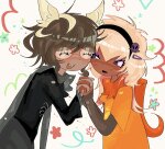  2026 alternate_hair blush dogtier flowers fullres godtier holding_hands jade_harley kid_symbol light_aspect muncchyh redrom rose_lalonde seer shipping space_aspect witch 