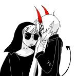  blackrom crossdressing dave_strider devil_dave fuoco highlight_color multiple_personas selfcest shipping solo spare_time 