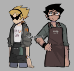  2026 alternate_hair au body_hair dirk_strider facial_hair fashion freckles fullres jake_english kechoban text 