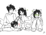 ! 2014 ? ageswap dancestors fullres grayscale jaggy_lines kankri_vantas karkat_vantas leijons lunaticjin meulin_leijon nepeta_leijon no_hat on_stomach sitting starter_outfit vantases