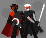  2026 candy_timeline clothingswap dave_strider davebot eyepatch fullres gears godtier grayscale highlight_color homestuck:_beyond_canon karkat_vantas katana knight punished_outfit red_knight_district redrom scars shipping sickle suzone time_aspect 