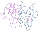 2025 arm_around_shoulder blush camera duckface fanfic_art fantroll fullres heart lineart monochrome murrit_turkin redrom shipping vast_error vinzstar 
