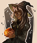  2023 alternate_hair dogtier fashion fullres halloweenstuck jade_harley pumpkin saradiation solo stars 