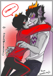 2014 blush cronus_ampora dancestors fullres jaggy_lines kancro kankri_vantas lunaticjin shipping smoking starter_outfit sweat text word_balloon