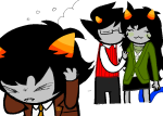  2024 blush dancestors fanoffspring fantroll fashion fullres glasses_added jaggy_lines kankri_vantas kiss meulin_leijon meulin_rouge redrom shipping thought_balloon weezerfanatic zodiac_symbol 