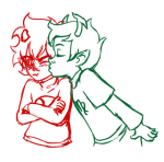  2012 arms_crossed bloody_maryam blush fullres kanaya_maryam karkat_vantas kiss profile rainbowchibbit redrom shipping sketch starter_outfit 