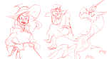 2017 animalstuck crossover fullres jade_harley jaggy_lines little_witch_academia monochrome paperseverywhere rose_lalonde sketch terezi_pyrope