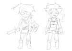 2025 ? cosplay dave_strider fullres grayscale karkat_vantas monochrome ohmynyah sketch sweat sword text the_legend_of_zelda weapon