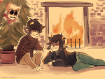  2016 adorabloodthirsty casual dave_strider fire freckles fullres holidaystuck ikimaru karkat_vantas lying redrom shipping sitting sketch smiling_karkat starter_outfit terezi_pyrope text trees zodiac_symbol 