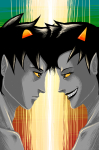  2011 adorabloodthirsty fernyxferny karkat_vantas no_glasses no_shirt profile redrom seeing_terezi shipping terezi_pyrope 
