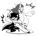  2026 back_to_back blood_aspect feferi_peixes fullres godtier grayscale karkat_vantas knight life_aspect monochrome sickle tornad0tommy weapon witch 