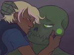  blush body_modification calliope crying godtier kiss mustachioedoctopus no_mask redrom rogue roxy_lalonde sadstuck shipping size_difference snake_wine void_aspect 