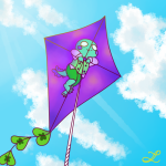 2018 animalstuck blush clouds clover clover_with_a_mouth felt fullres karmagicians midair no_hat solo