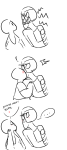  ! ... 2013 artificial_limb blush comic fullres grayscale heart jack_noir kiss lineart monochrome ms_paint no_hat paint_it_black profile redrom roboslick scars shipping spades_slick text toonysart word_balloon 