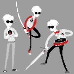  caledscratch dave_strider katana pixel pixelatedcrown puppet_tux red_baseball_tee solo starter_outfit timetables 