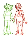  au bec_harley becquerel cal_strider guidestuck holding_hands humanized lil_cal limited_palette noodle redrom shipping 