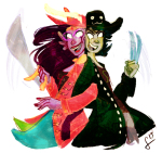  arm_in_arm back_to_back bromance commodore_coat dream_ghost feferi_peixes nepeta_leijon octopussy rear_admiral_attire scrunch 