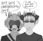  2024 ancest body_modification broconwhore captors dancestors fullres grayscale honey_mustard mituna_captor monochrome redrom shipping sollux_captor starter_outfit text word_balloon 