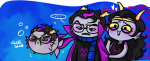 2013 animalstuck aquariumstuck au blush eridan_ampora erifish feferi_peixes fullres heart multiple_personas starter_outfit technicolordame transparent word_balloon