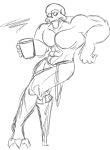 2016 artificial_limb beverage coconutcows fullres grayscale lord_english musclestuck no_shirt sketch solo