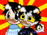  2011 animated blush breath_aspect facial_hair fullres gamzee_makara godtier headshot heir jaggy_lines john_egbert karkat_vantas rinny starter_outfit text word_balloon 